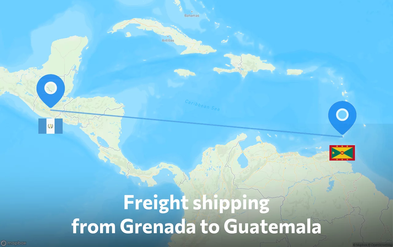 Shipping route from Grenada to Guatemala