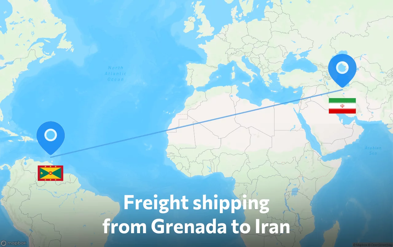 Shipping route from Grenada to Iran