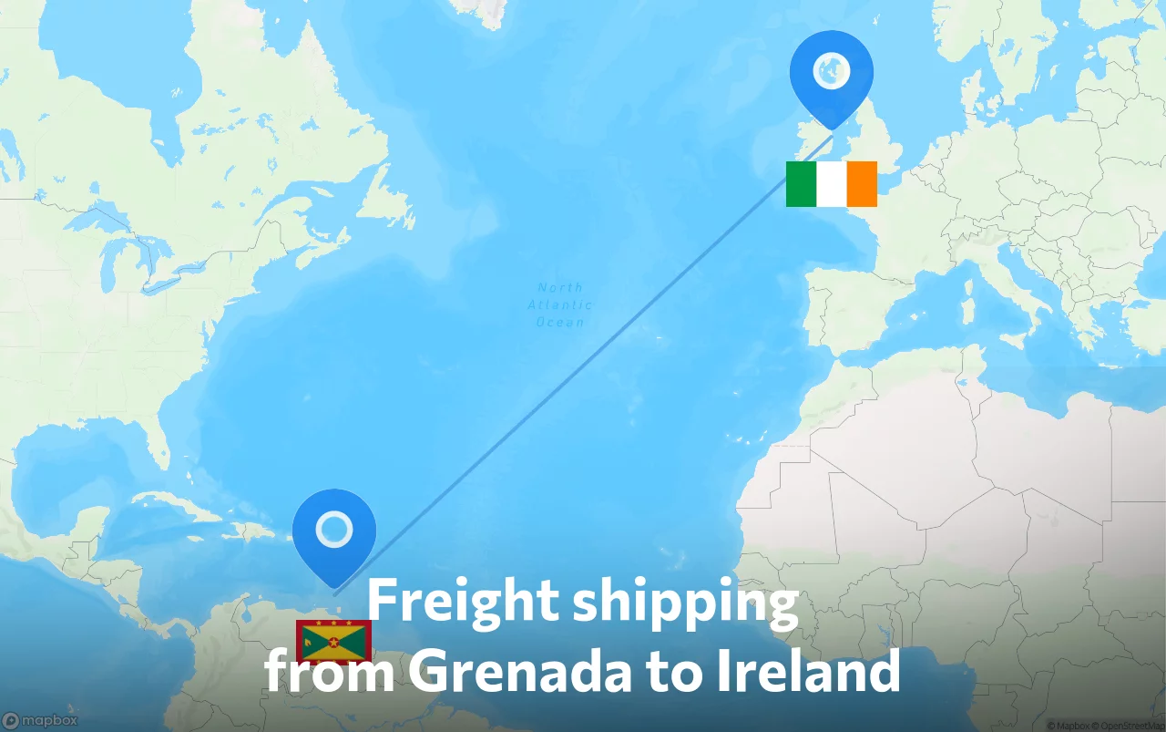 Shipping route from Grenada to Ireland