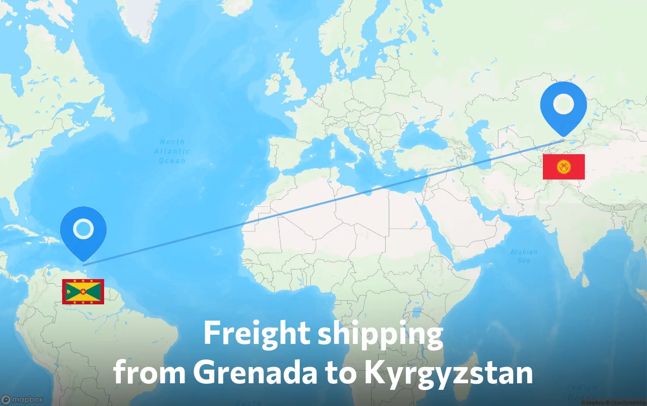 Shipping route from Grenada to Kyrgyzstan