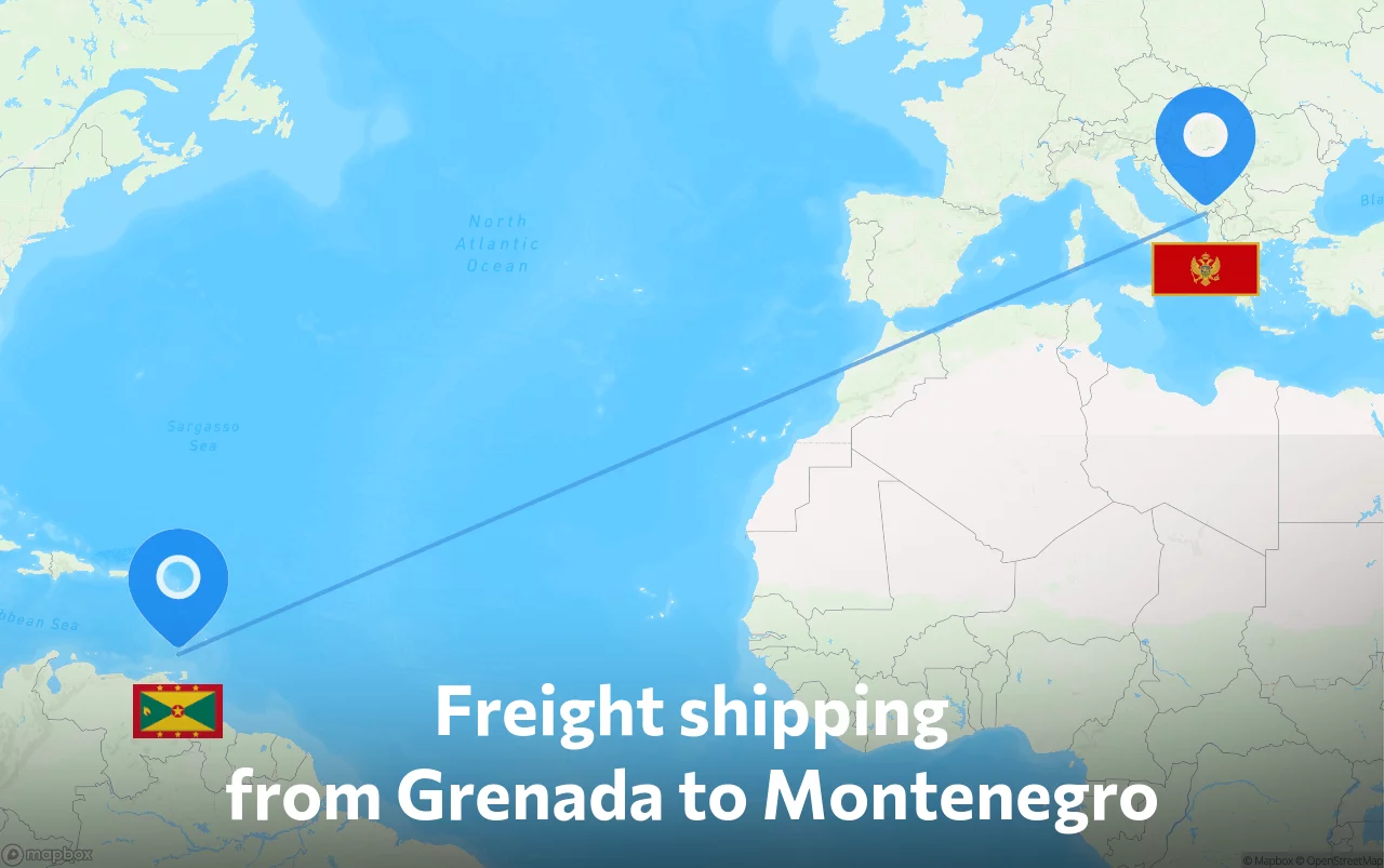 Shipping route from Grenada to Montenegro