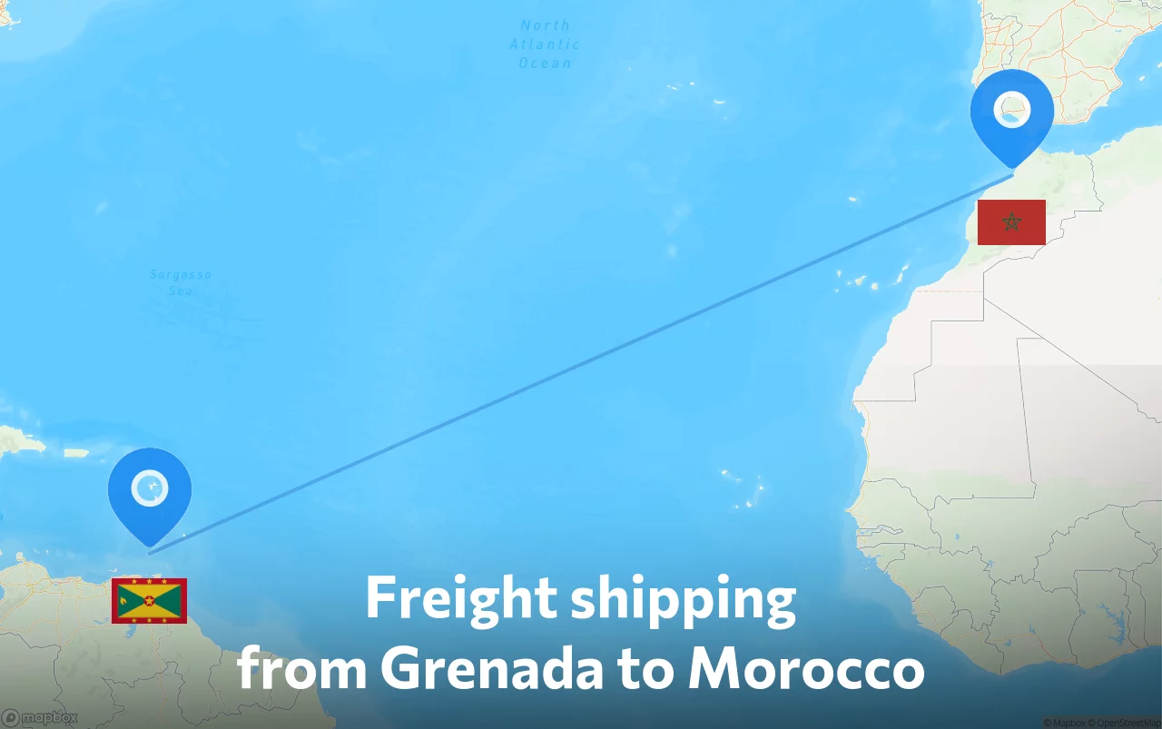 Shipping route from Grenada to Morocco