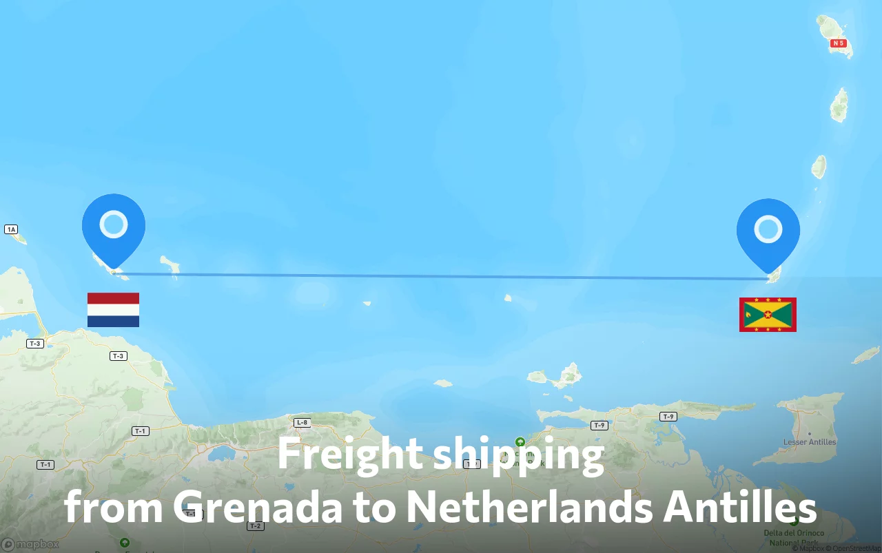 Shipping route from Grenada to Netherlands Antilles