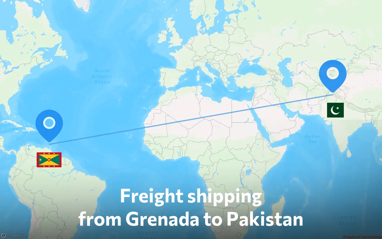 Shipping route from Grenada to Pakistan