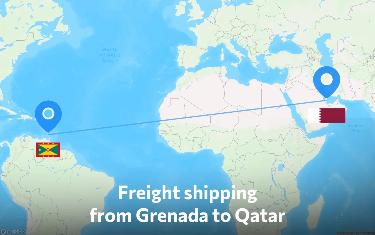 Shipping route from Grenada to Qatar