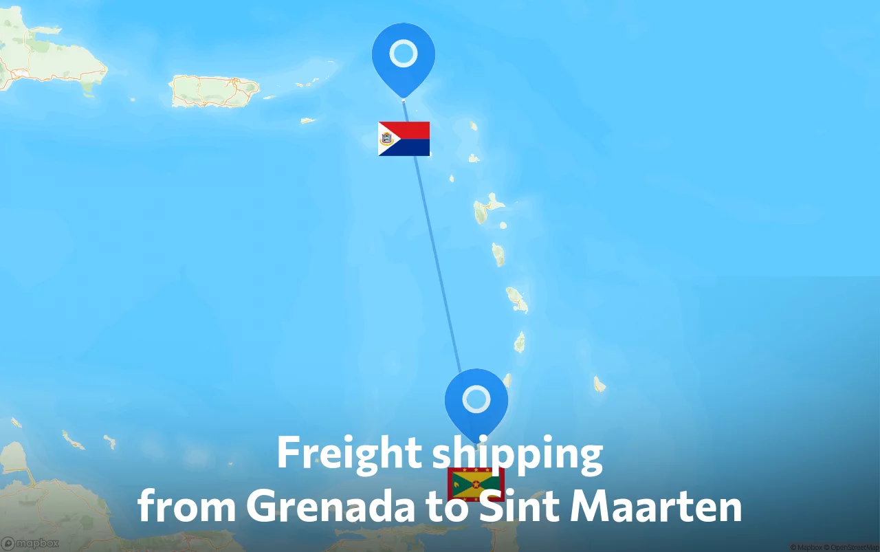 Shipping route from Grenada to Sint Maarten