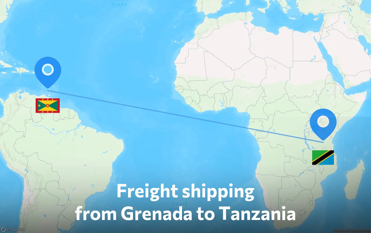 Shipping route from Grenada to Tanzania