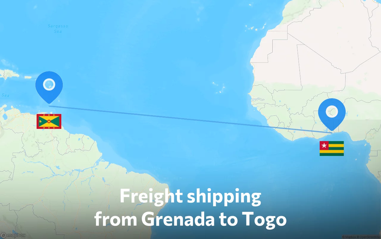 Shipping route from Grenada to Togo