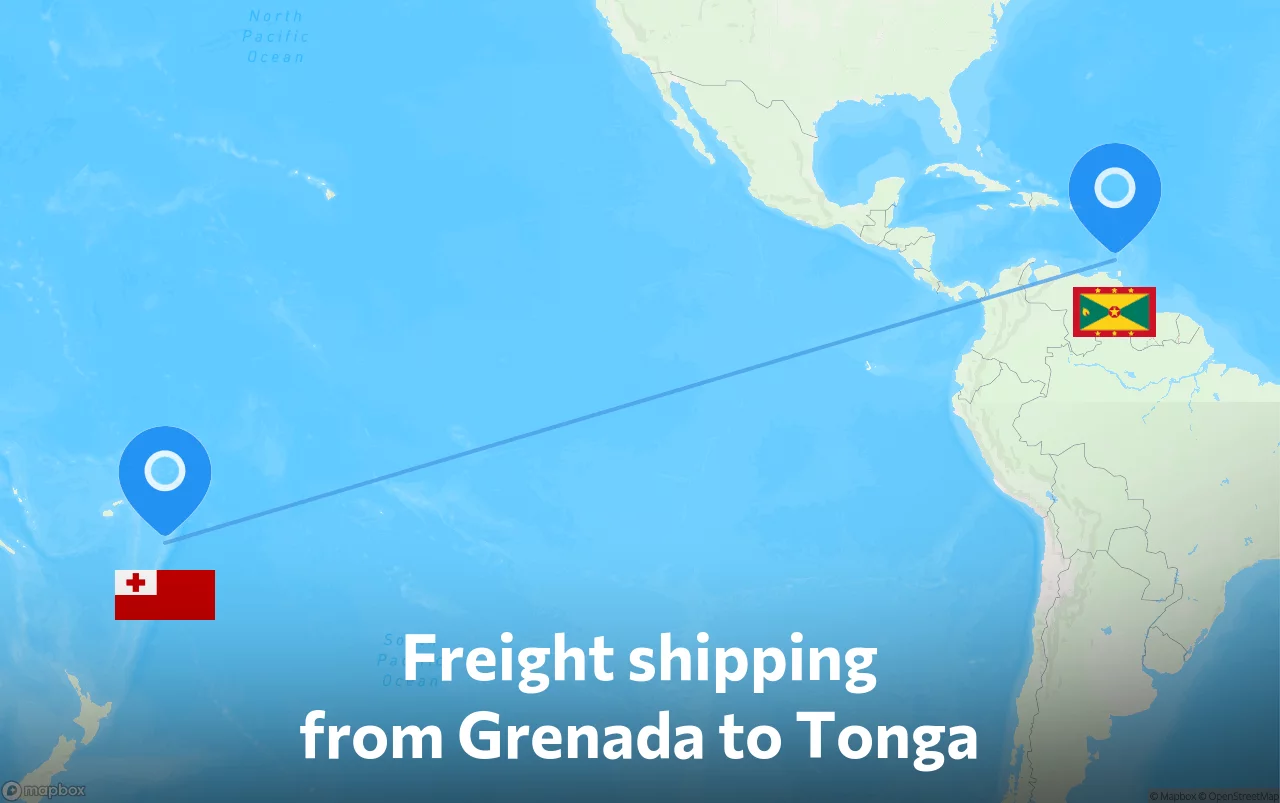 Shipping route from Grenada to Tonga