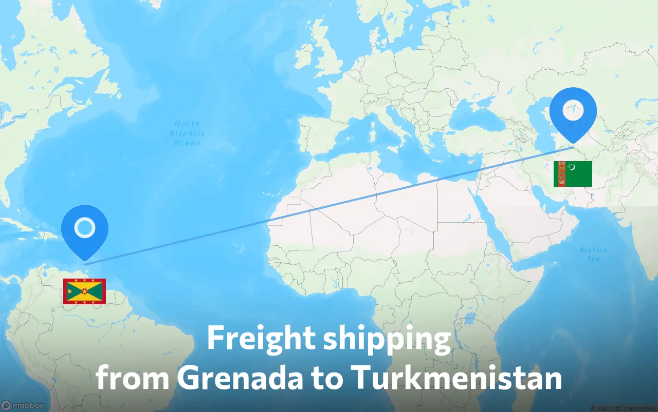 Shipping route from Grenada to Turkmenistan