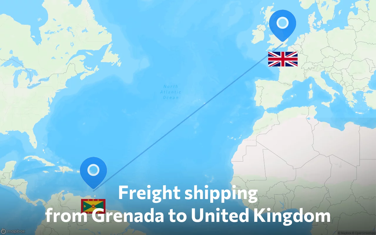 Shipping route from Grenada to United Kingdom