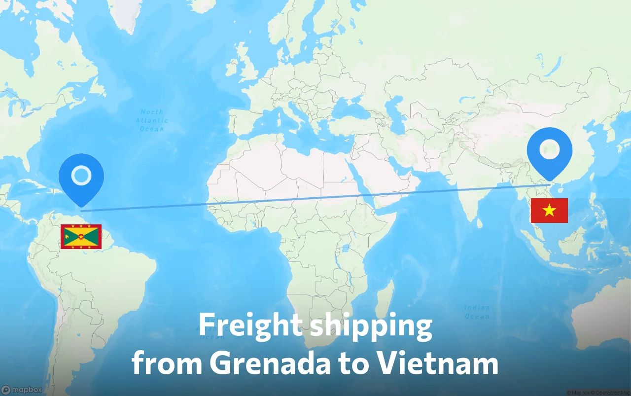 Shipping route from Grenada to Vietnam