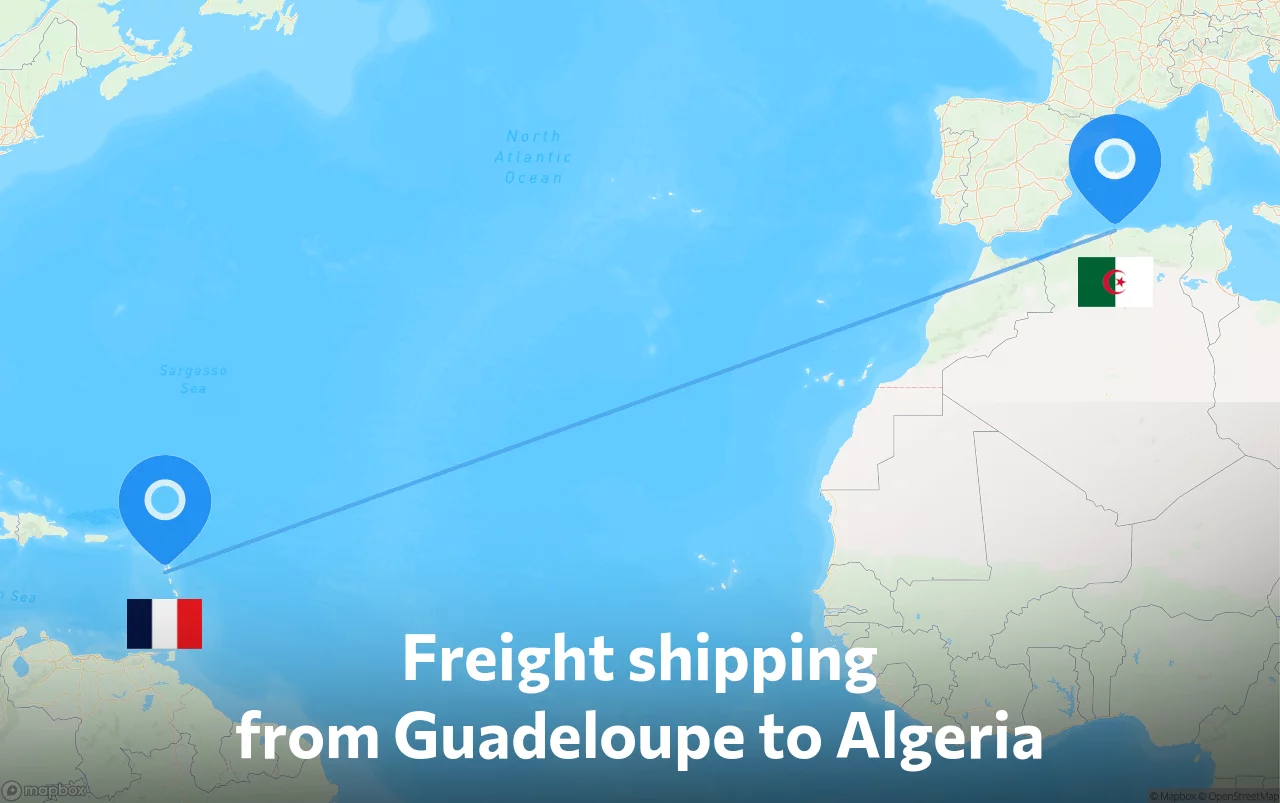 Shipping route from Guadeloupe to Algeria