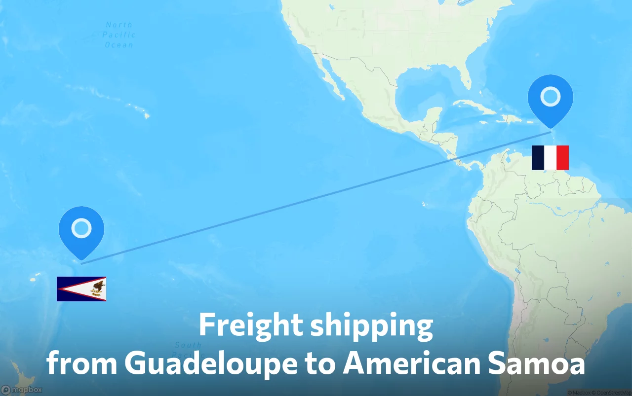 Shipping route from Guadeloupe to American Samoa