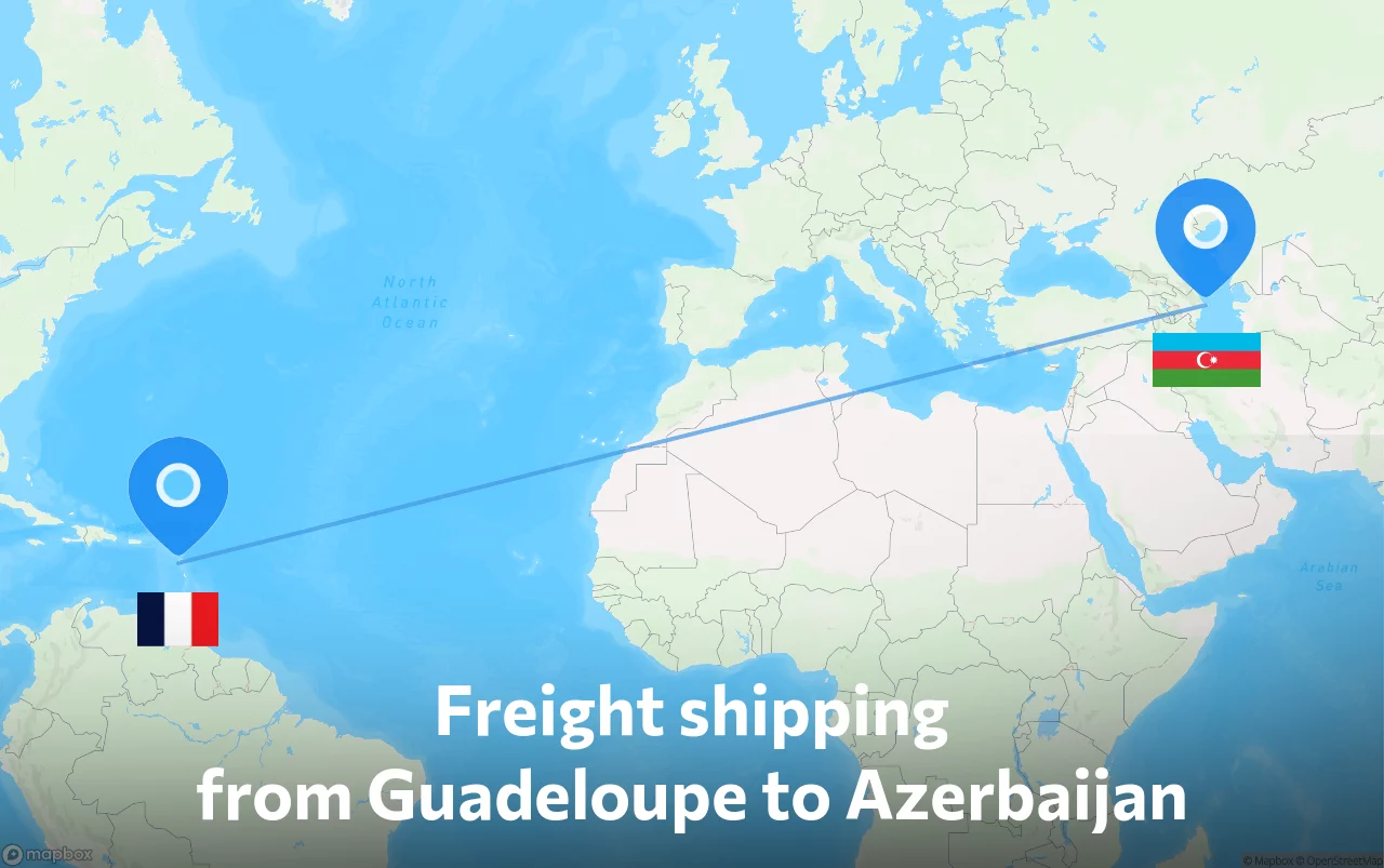 Shipping route from Guadeloupe to Azerbaijan