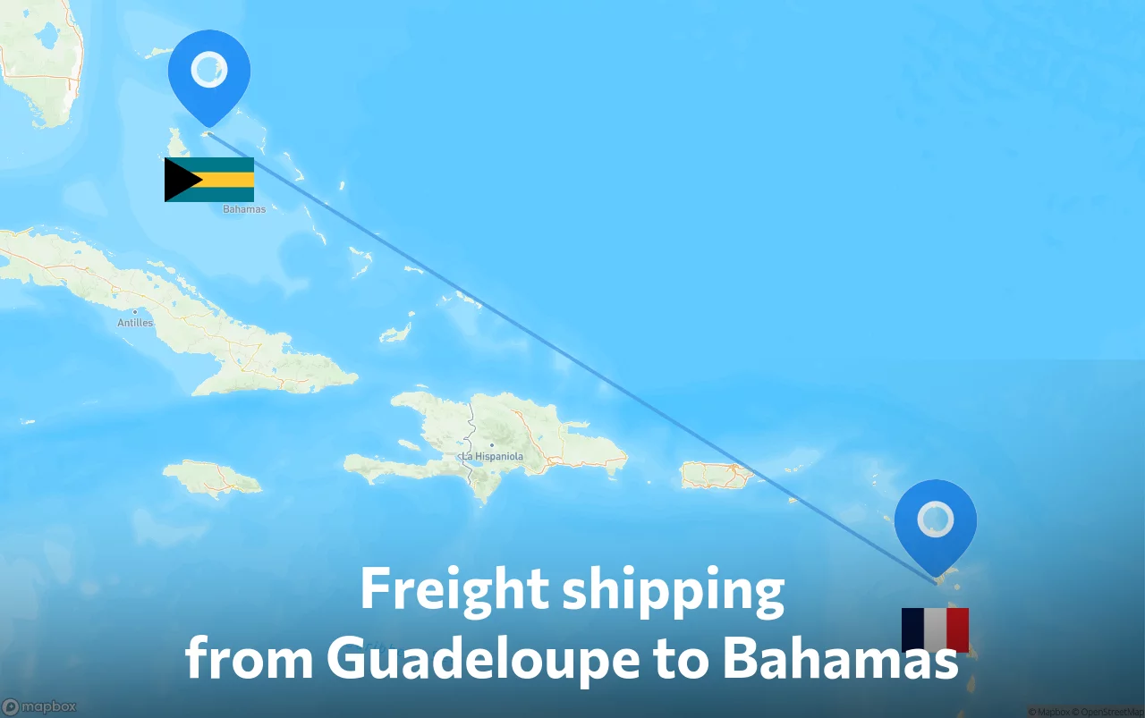 Shipping route from Guadeloupe to Bahamas