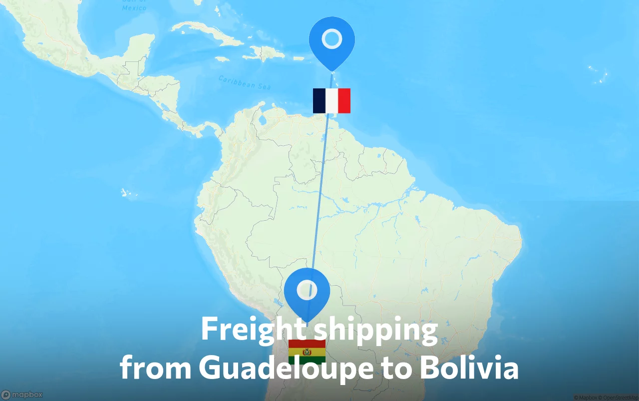 Shipping route from Guadeloupe to Bolivia