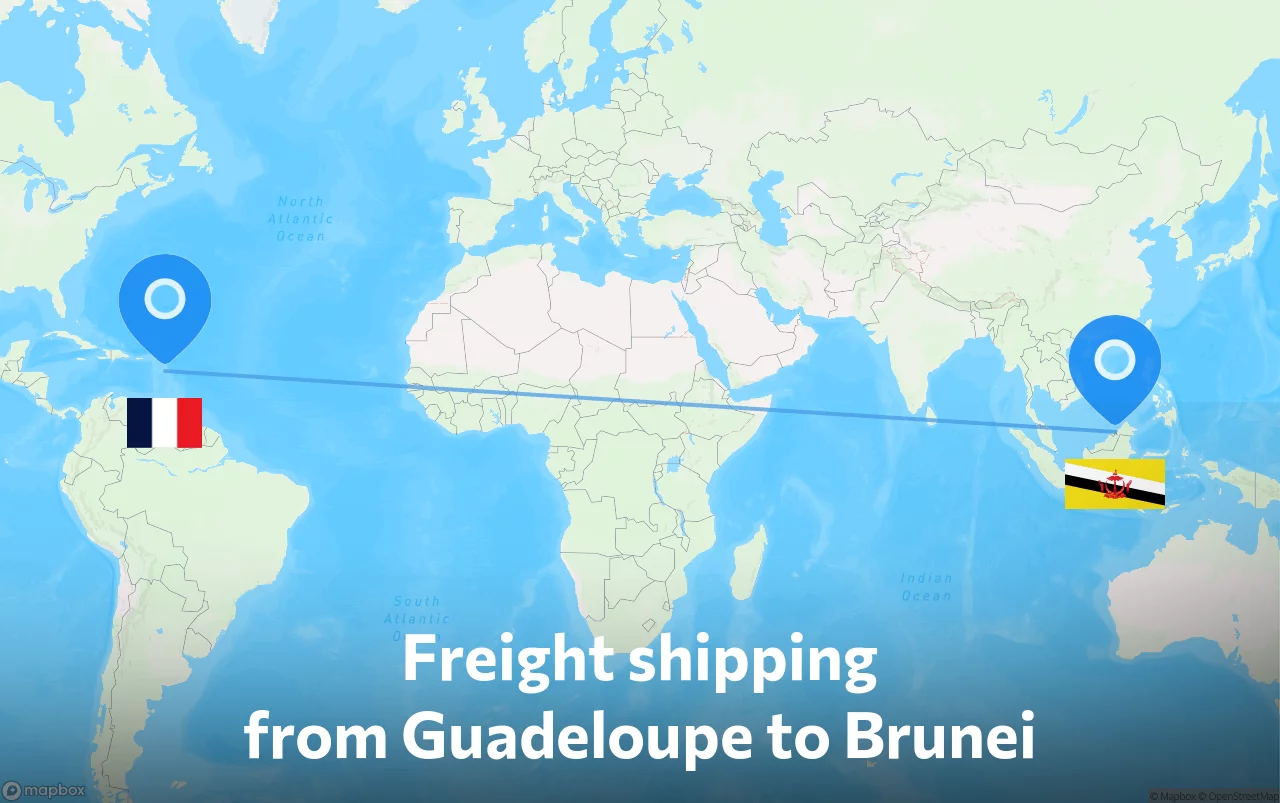 Shipping route from Guadeloupe to Brunei