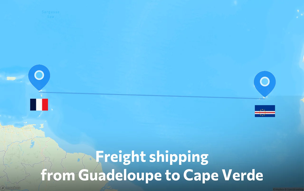 Shipping route from Guadeloupe to Cape Verde