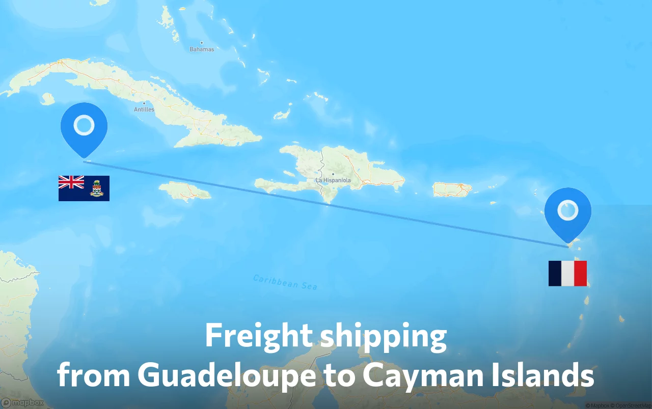 Shipping route from Guadeloupe to Cayman Islands