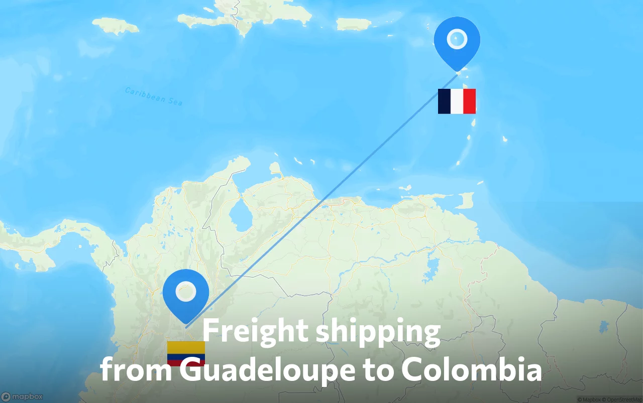 Shipping route from Guadeloupe to Colombia