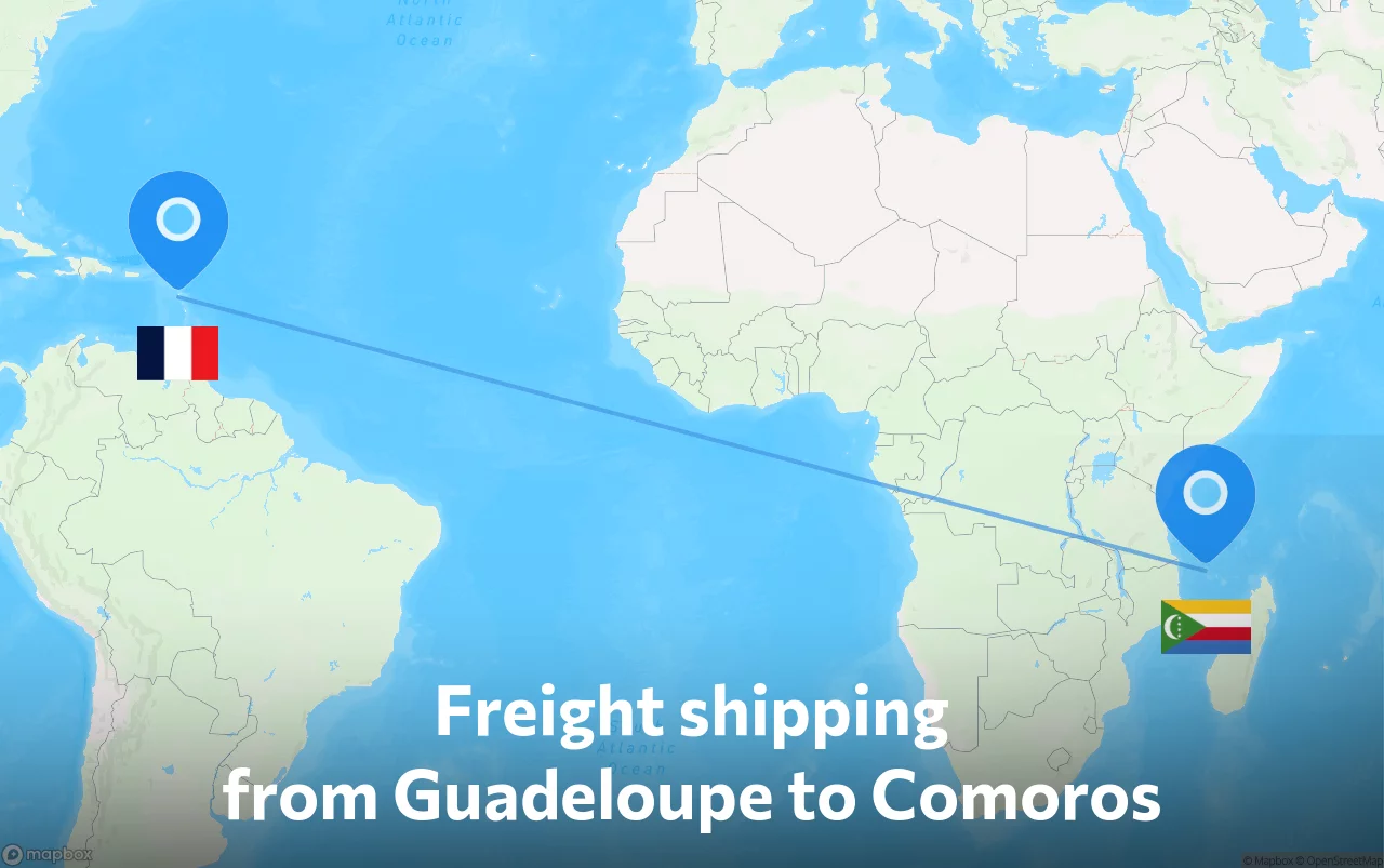 Shipping route from Guadeloupe to Comoros