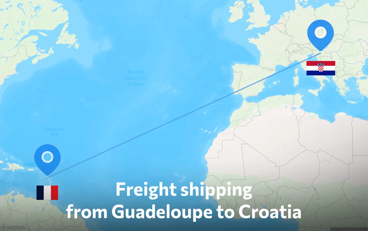 Shipping route from Guadeloupe to Croatia