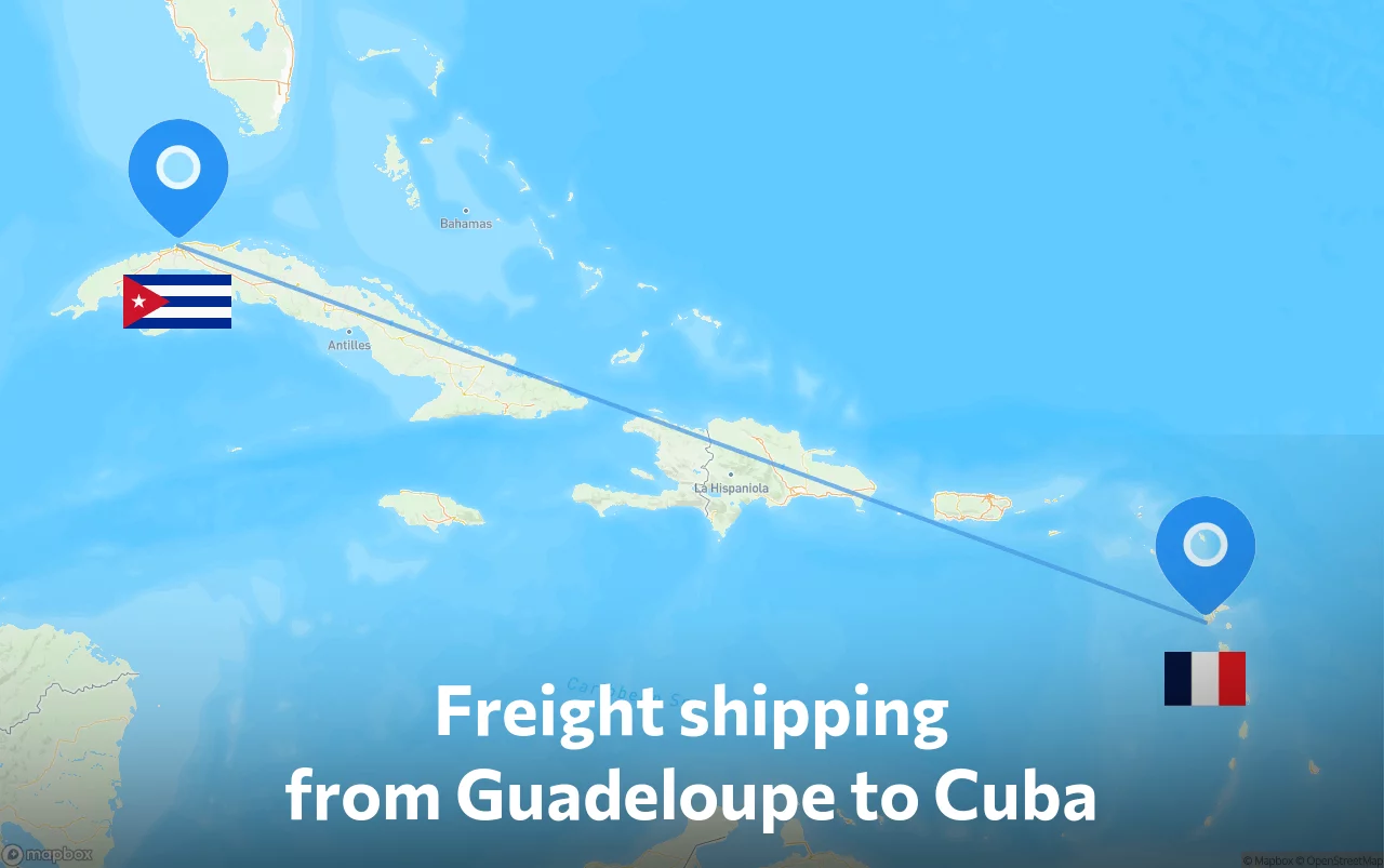 Shipping route from Guadeloupe to Cuba