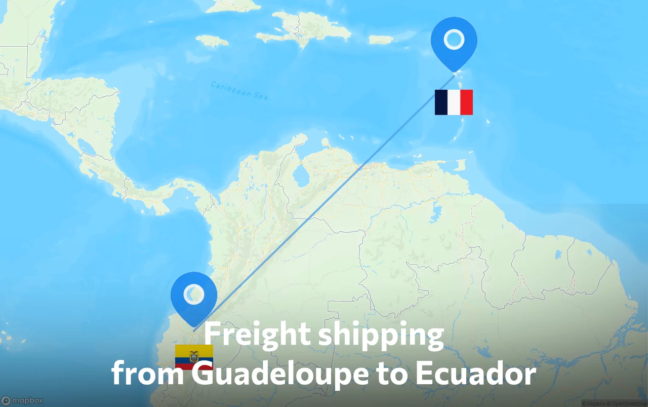 Shipping route from Guadeloupe to Ecuador
