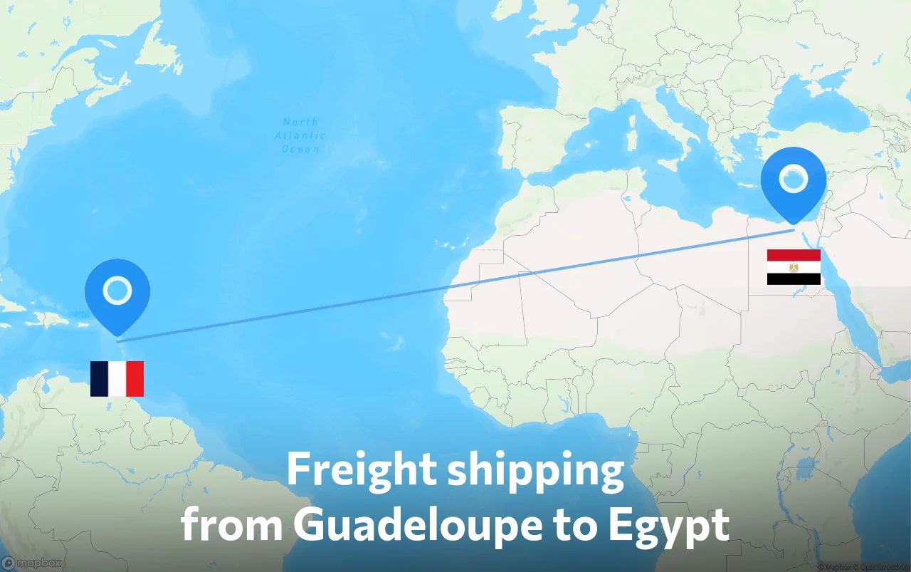 Shipping route from Guadeloupe to Egypt