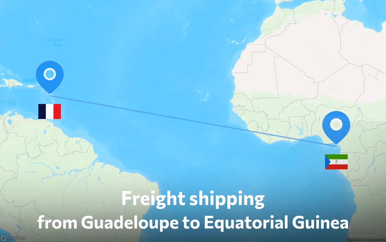 Shipping route from Guadeloupe to Equatorial Guinea