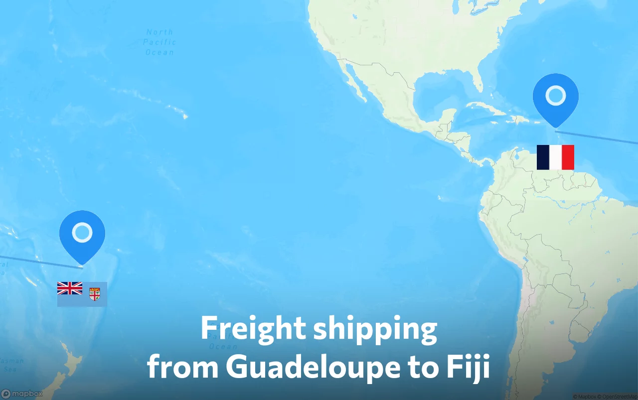 Shipping route from Guadeloupe to Fiji