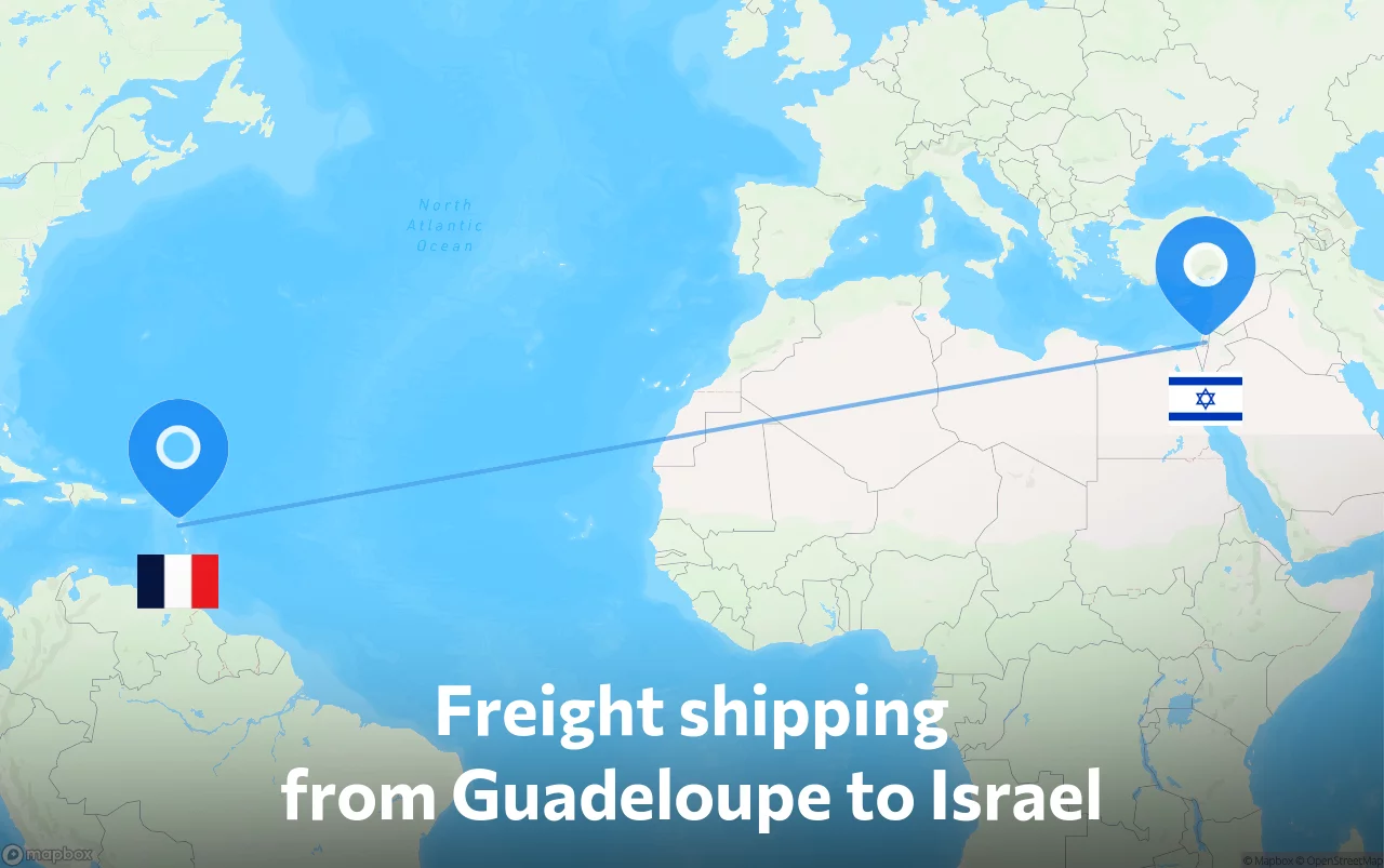 Shipping route from Guadeloupe to Israel