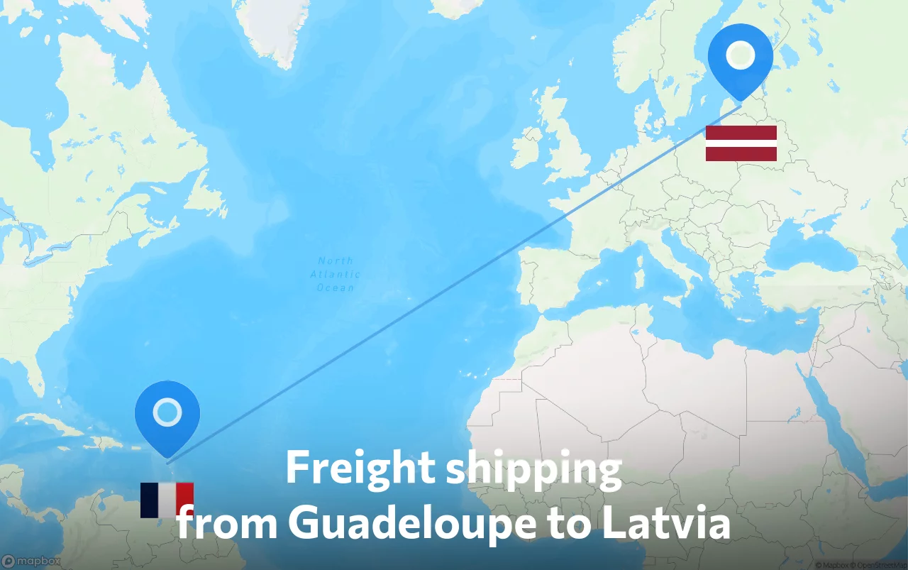Shipping route from Guadeloupe to Latvia