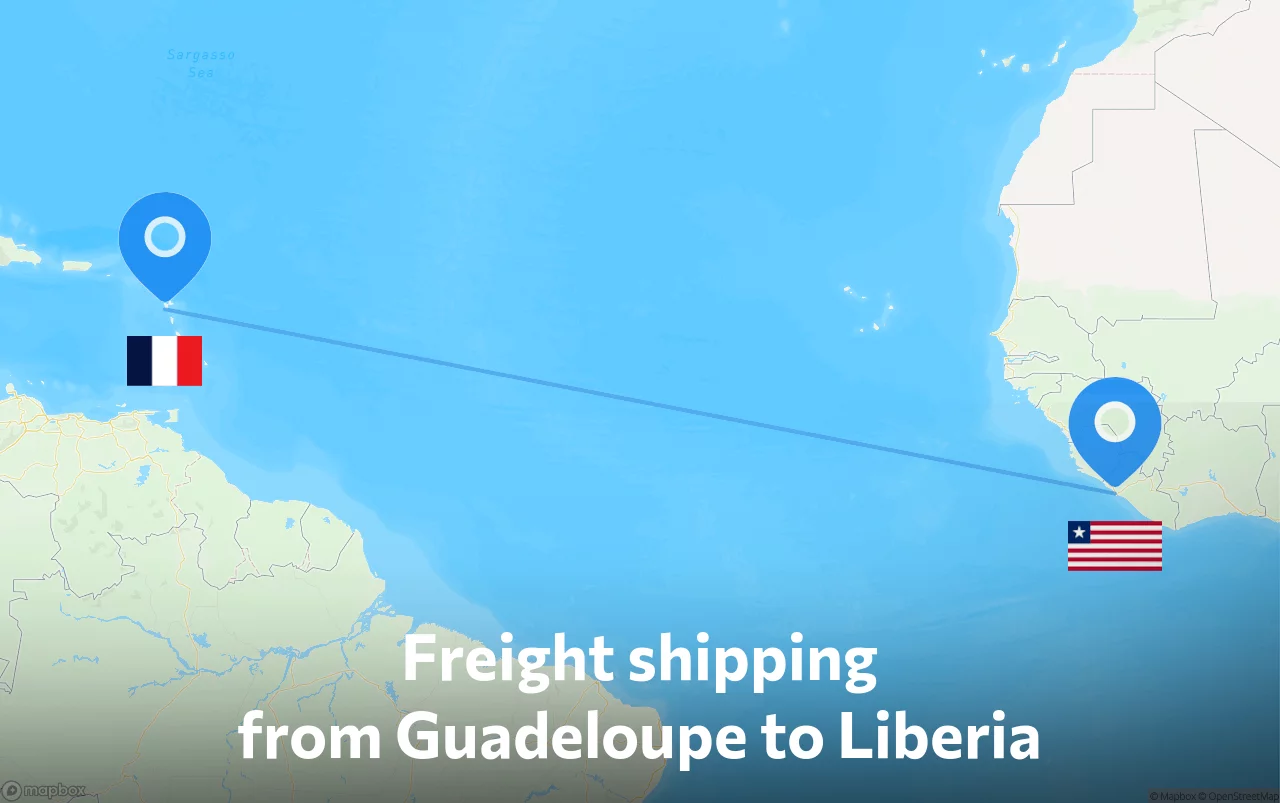 Shipping route from Guadeloupe to Liberia