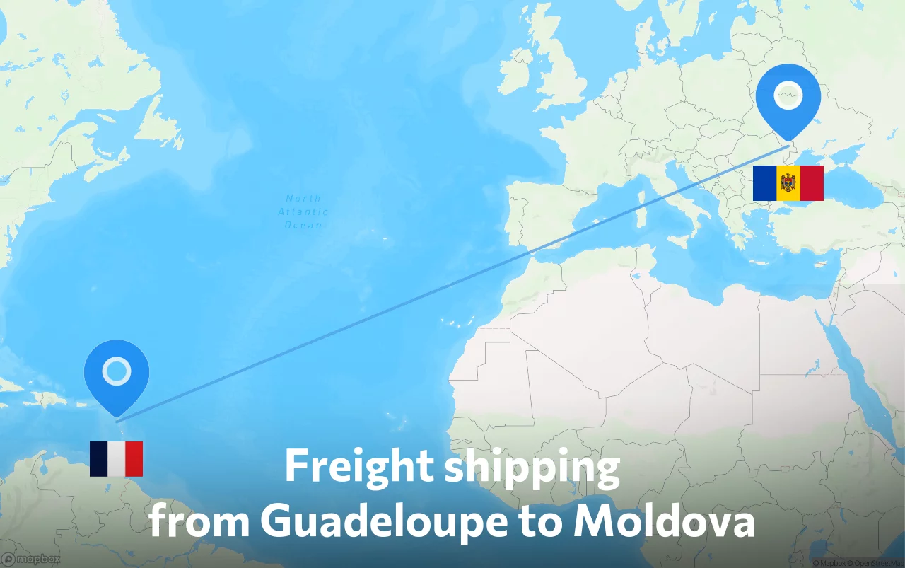 Shipping route from Guadeloupe to Moldova