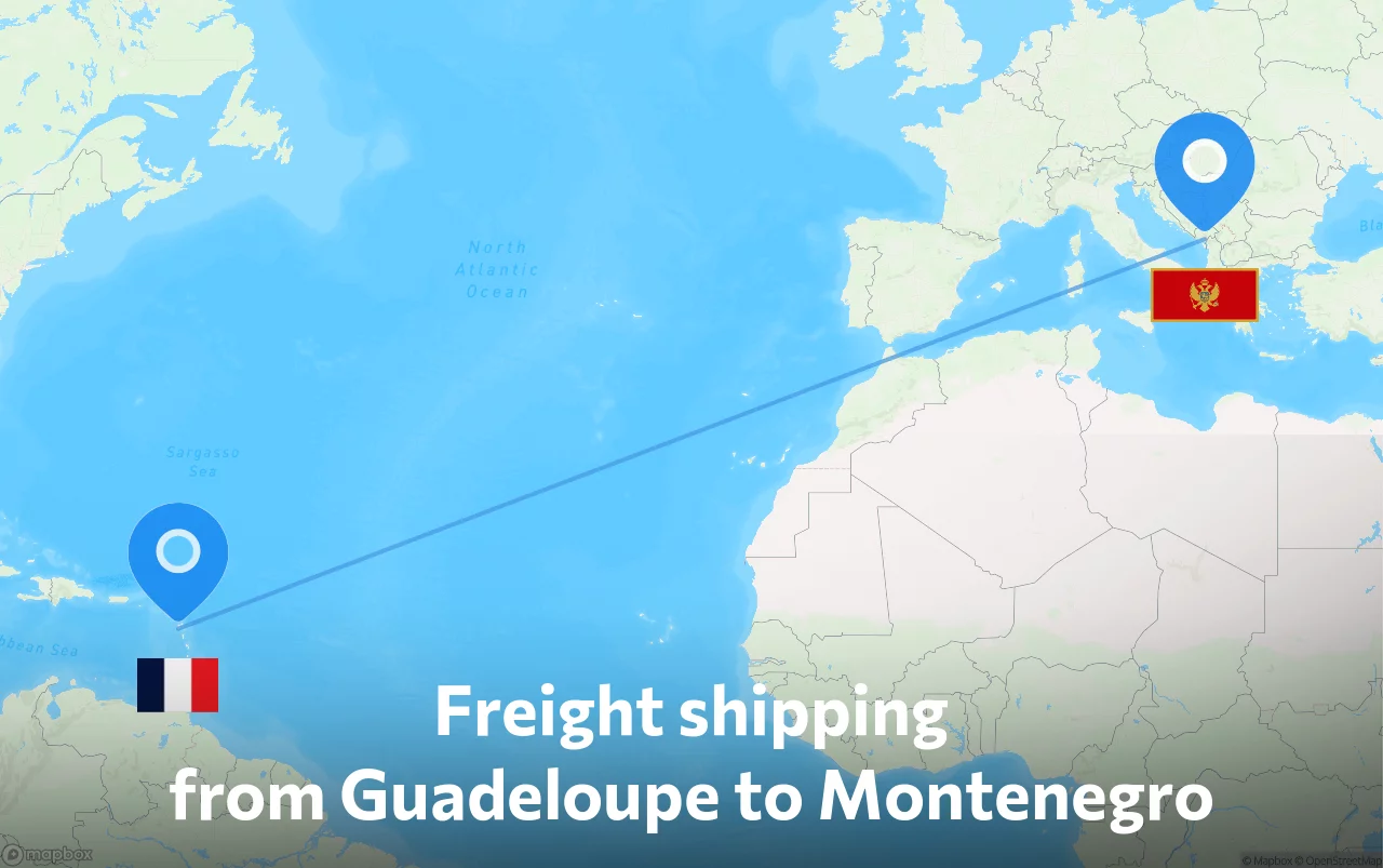 Shipping route from Guadeloupe to Montenegro