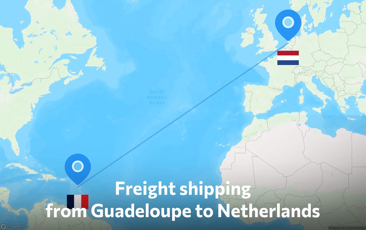 Shipping route from Guadeloupe to Netherlands