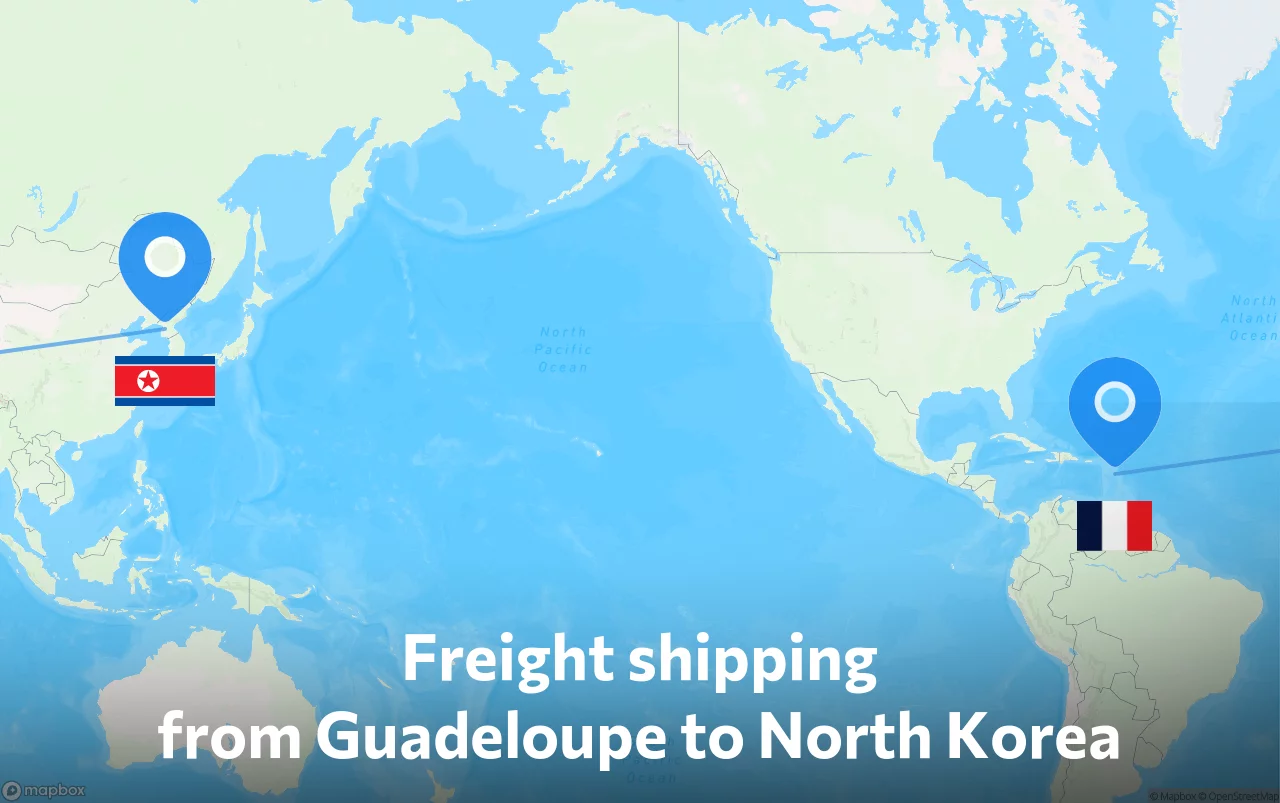 Shipping route from Guadeloupe to North Korea