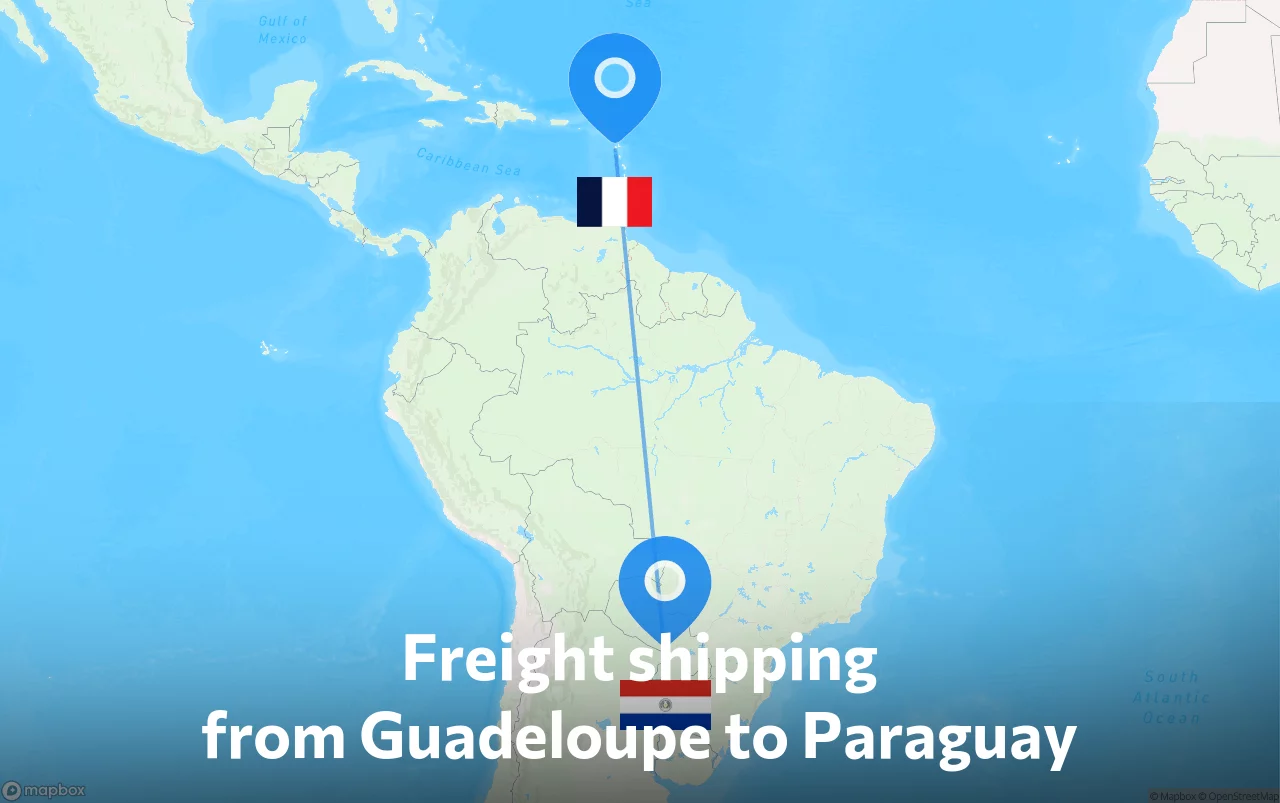 Shipping route from Guadeloupe to Paraguay