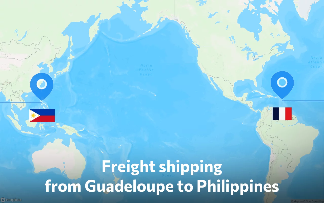 Shipping route from Guadeloupe to Philippines