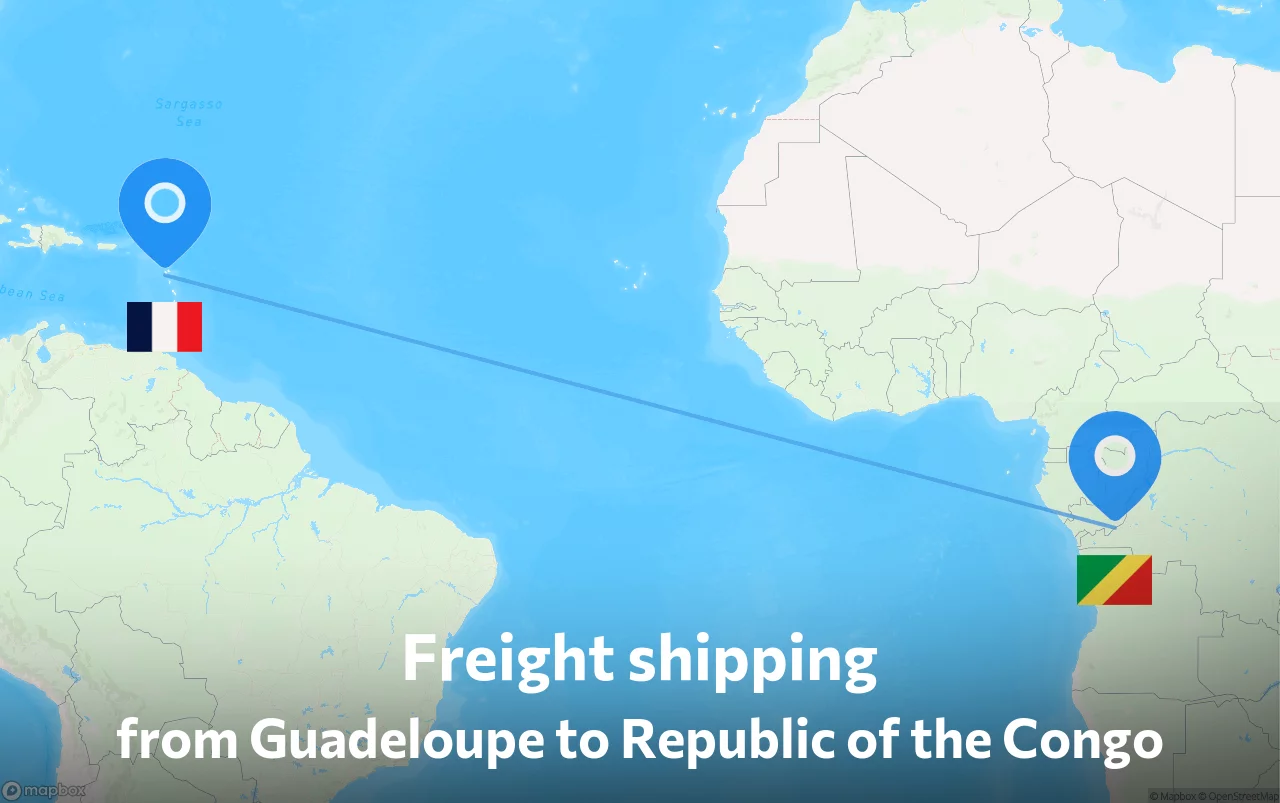 Shipping route from Guadeloupe to Republic of the Congo