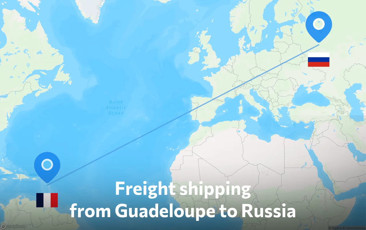 Shipping route from Guadeloupe to Russia