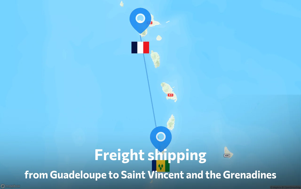 Shipping route from Guadeloupe to Saint Vincent and the Grenadines