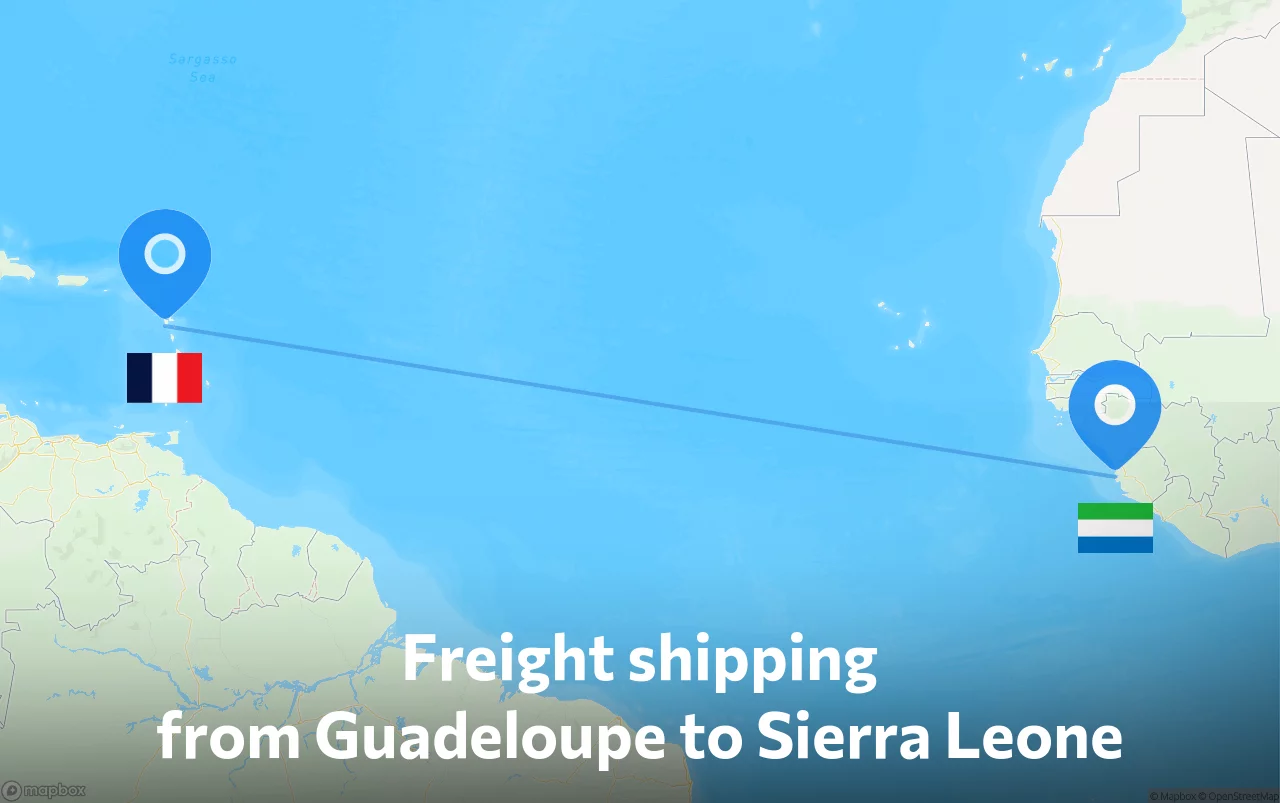 Shipping route from Guadeloupe to Sierra Leone