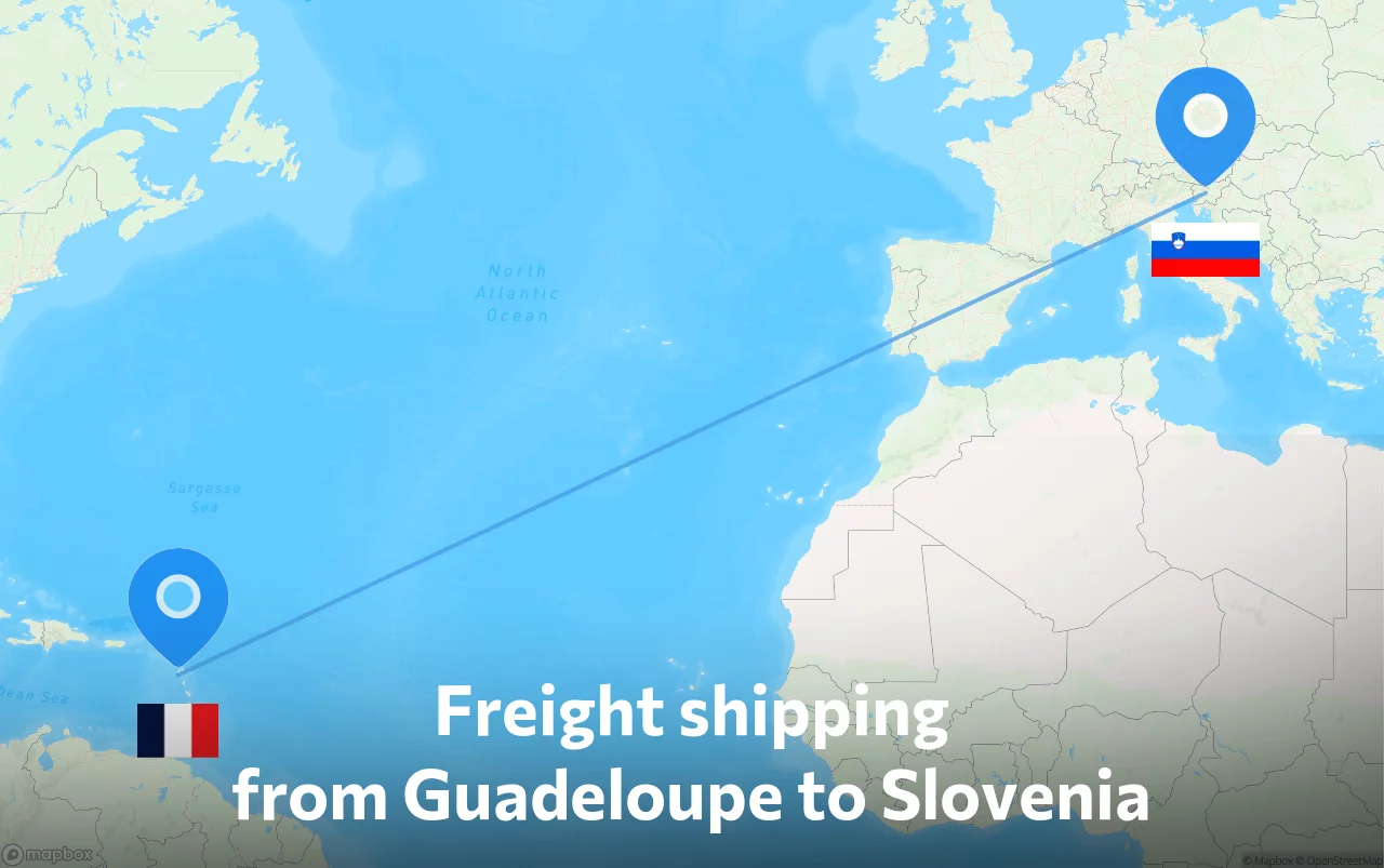 Shipping route from Guadeloupe to Slovenia