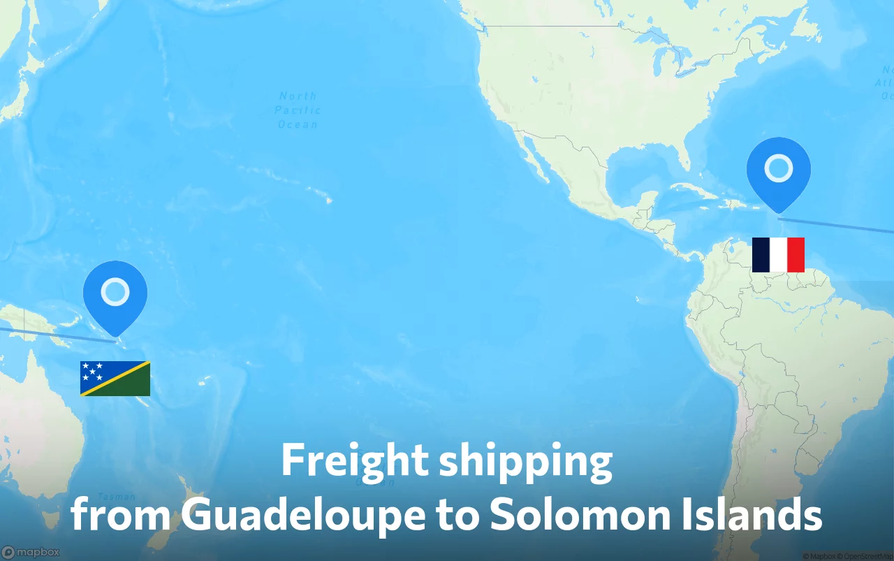 Shipping route from Guadeloupe to Solomon Islands