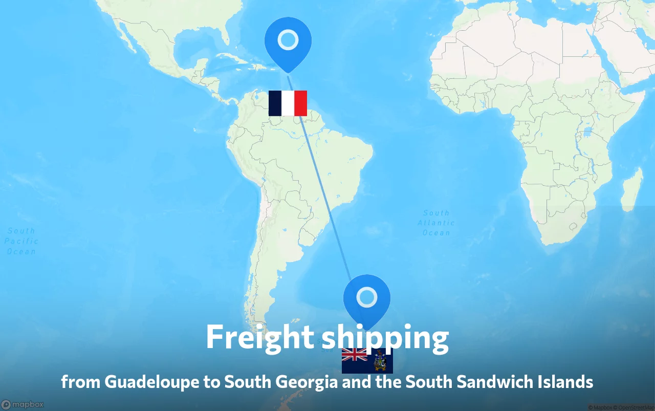 Shipping route from Guadeloupe to South Georgia and the South Sandwich Islands