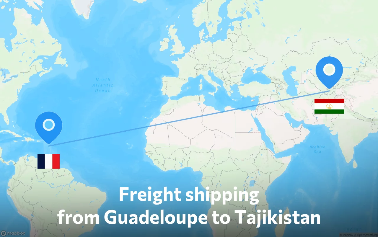 Shipping route from Guadeloupe to Tajikistan