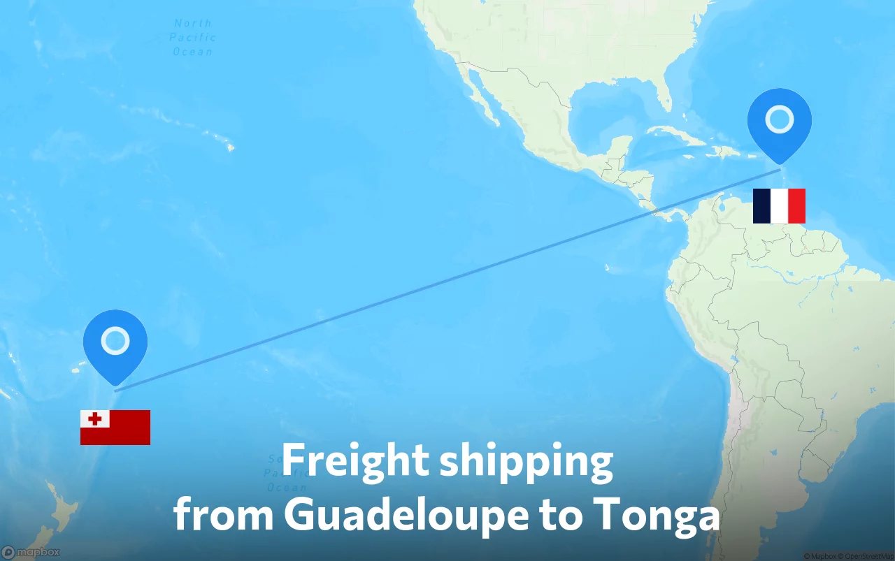 Shipping route from Guadeloupe to Tonga